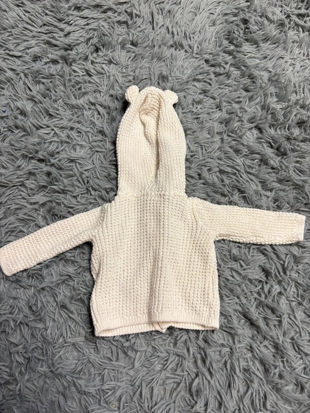 Carter's Cream Knit Hooded Baby Cardigan with Bear Ears